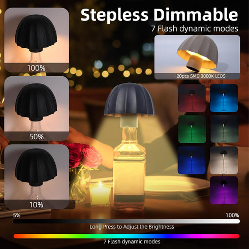 2-in-1 Dimming, Modern Table Lamp & Bottle Lamp, Pleated Metal Shade Touch Control Lamp | Adjustable Height, Warm Light
