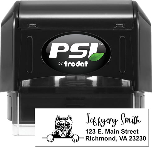 7/8 2-1/4 Adorable Peeking Pitbull Self-Inking Return Address Stamp for Cards, Letters & Envelopes | Custom