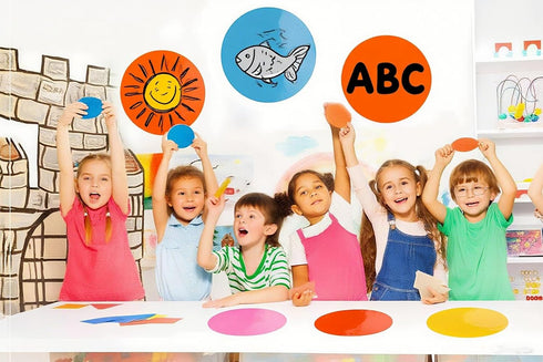 PinCute Updated Larger Sized 11.8 inch Dry Erase Dots, 10 Pack Colorful Removable Stickers for Classroom