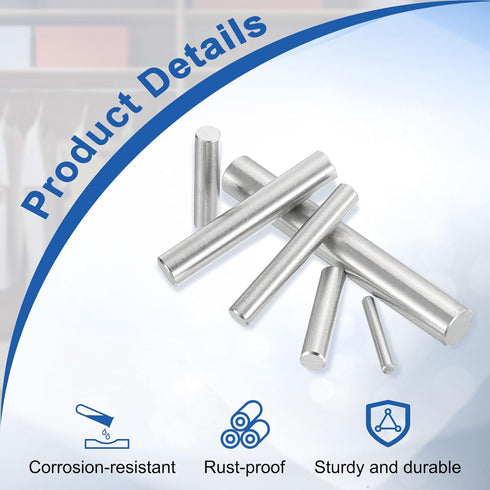 uxcell 50Pcs 5mm 40mm 304 (GB119), x Dowel Pins, Stainless Steel Cylindrical Shelves Support Pegs Locating Pin Shelf