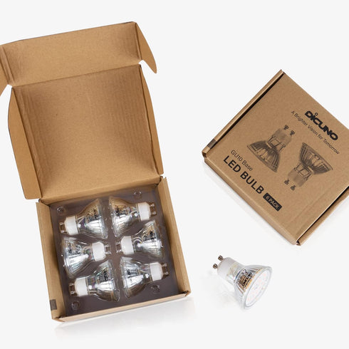 DiCUNO GU10 LED Light Bulbs, 6W 60W Halogen Replacement, Bright Daylight White 5000K, 700LM, 120 Degree Beam Angle,