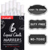 Liquid Chalk Markers for Chalkboards, 6 White Dry Erase Marker Pens for Signs, Windows, and Glass