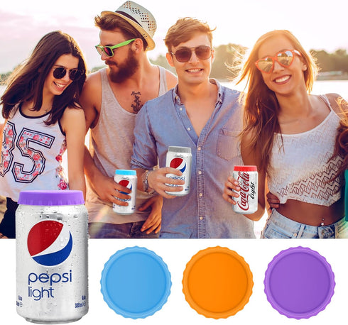 Dirvcp 6 Lids,6 PCS Silicone Soda Can Color BPA-Free Reusable Silicone Can Covers, Can Stopper or Protector