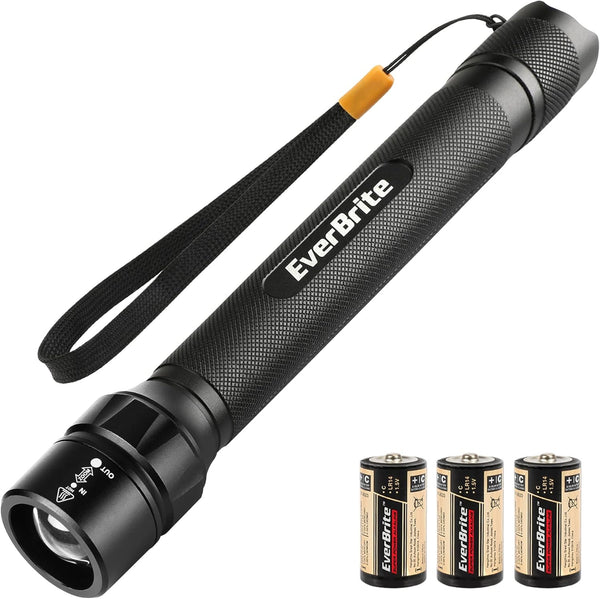 EverBrite Ultra Bright Tactical Flashlight, 600 Lumen Zoomable Focus, 4 Light Modes, Heavy-Duty Aluminum for Camping