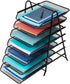 Mind Reader 7-Tier Paper Tray, Desktop Organizer for File Storage, Metal Mesh, 11.75" L x 13.75" W x 18" H, Black
