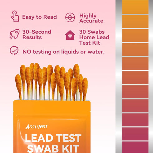 30 30 AssuTest Lead Test swabs Kit - PCS Lead Paint Test Kit for Home Use, Lead Tester for Dishes Ceramics Toys Metal