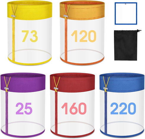 TRANSEE 5-Pack 5-Gallon All-Mesh Storage Bags, 5 Color FineNylon Mesh, 5 Pieces Per