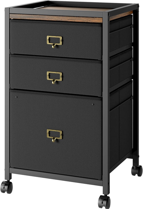 GAOMON File Cabinet with 3 Drawers, Mobile Filing Cabinet Fits Letter Size or A4, Small Under Desk Storage Cabinet,