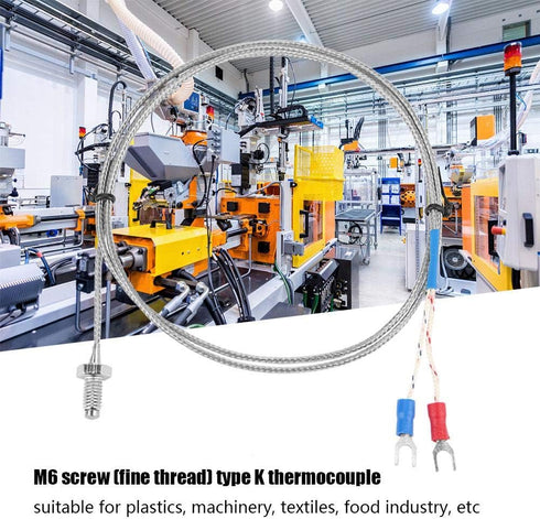 K Type Thermocouple M6 Screw Fine Thread Temperature Sensor Wire 0-400? 1M/2M/3M/4M/5M (3m)
