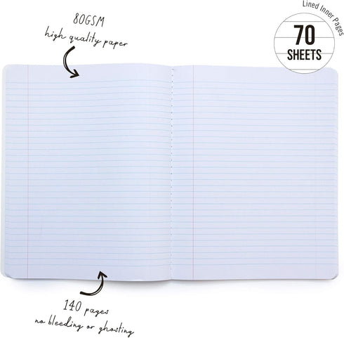 Pukka Pad, Carpe Diem Composition Notebooks - 3 Pack of Journals Featuring 140 Pages of College Ruled 80GSM Paper with
