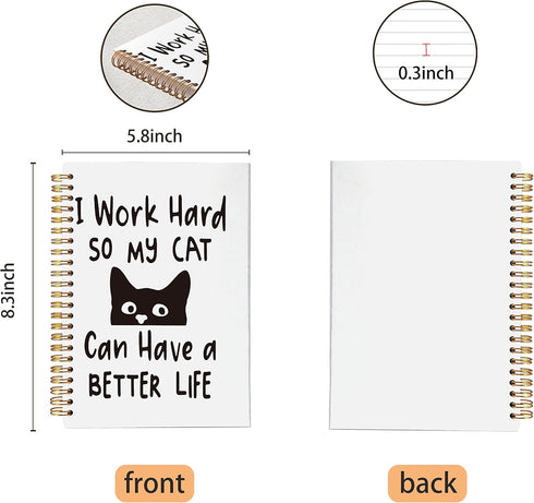 Cat Spiral Notebook Journal, 5.5 x 8.3 inches, Funny Peeking Cat Themed Lined Hardcover Notebook for Cat Lovers