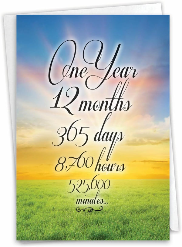 NobleWorks 1 Year Anniversary Recovery Card (5 x 7 Inch) with Envelope - Encouragement Sobriety Milestone Birthday