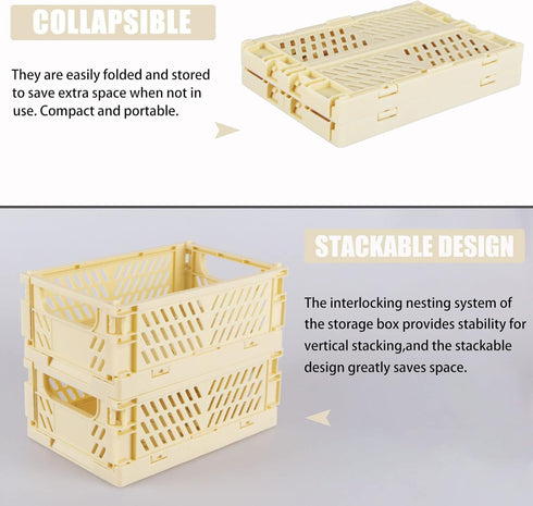 Tixill 2-Pack Mini Foldable Plastic Baskets for Organizing, Collapsible Storage Crate for Home, Kitchen & Office