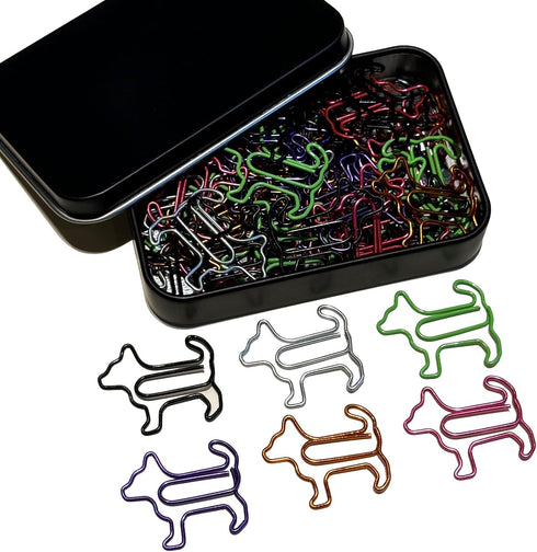 Cute Dog Shaped Paper Clips, 60 PCS, Assorted Colors, Fun Office Gifts
