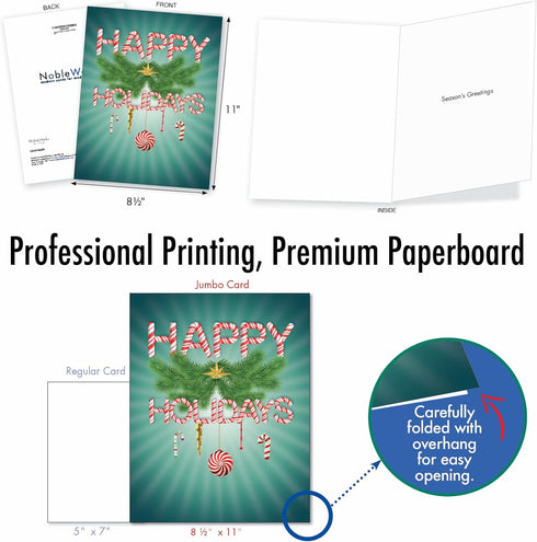 The Best Card Company Jumbo Merry Christmas Card (8.5 x 11 Inch) - Big Group Notecard for Happy Holidays, Xmas