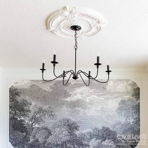 Ekena Millwork CM12RE Reece Ceiling Medallion, 12"OD x 1 3/4"P, Factory Primed (Fits Canopies up to 2 3/8")