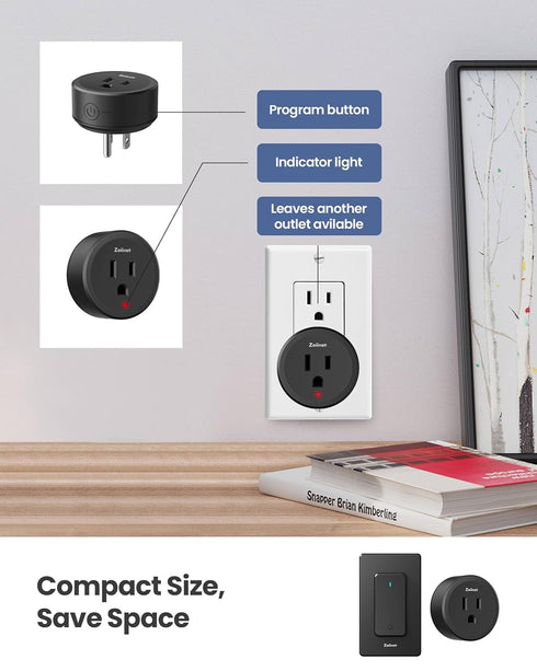 300 1500W Programmable, Zoiinet Remote Control Outlet Plug Switch, Buckle Design & Removable Wireless Light Switch, ft