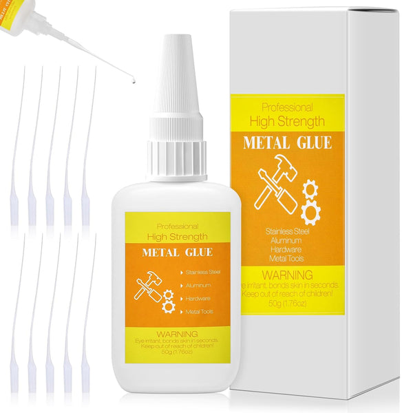 50g Metal Glue, Strong Instant Heavy Duty Waterproof Adhesive for Metal, Stone, Glass, Jewelry Repair