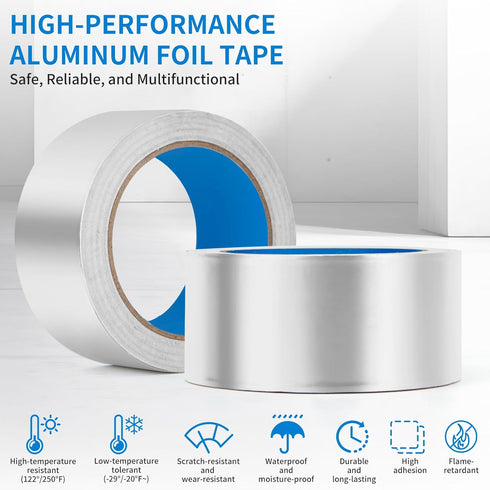 Thicker Silver Aluminum Foil Tape, 2-inch x 65 Feet, Heavy Duty HVAC Tape for Ductwork, Sealing & Patching