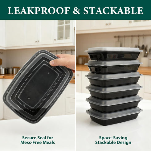 90 Pack 28 oz FUHITIM Disposable Containers with Lids, Meal Prep ContainersSturdy Leakproof & Food Safe, Microwave