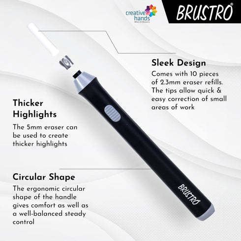 Automatic Electric Rubber Eraser, Battery Operated, Ideal for Kids and Adults, Drawing, Sketching, 22 Refills