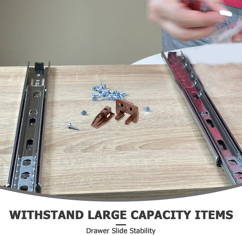 5 Sets PRETYZOOM Center Mount Drawer Slide Tracks with Rollers Brown Replacement Glide Kit for Nightstand and Dresser
