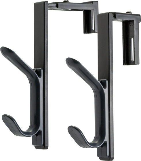 Officemate Double Coat Hooks for Cubicle Panels, Adjustable, 2 Pack (22009), Black