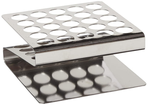 Globe Scientific Stainless Steel "Z" Shape Tube Rack, 25-Place for 16/17mm Tubes
