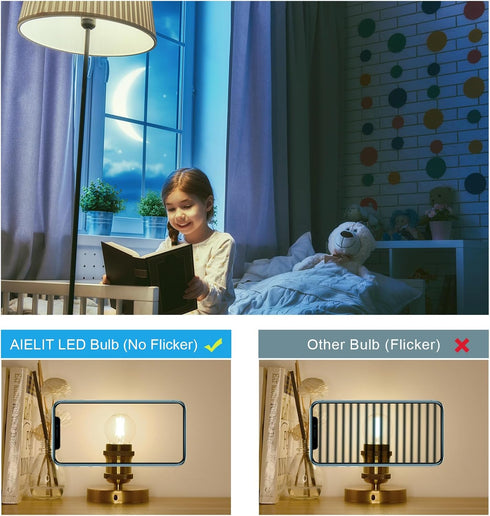 Dimmable Bulb, 2W(25-Watt 3000K, A15/A50 E26 Bulbs 6-Pack Globe LED Equivalent), Soft White Base Edison LED Light
