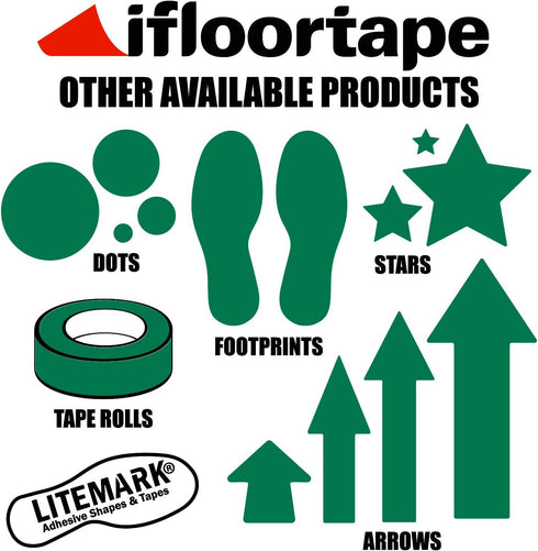 LiteMark Large Arrow Stickers 651, Durable Gloss Finish Green Arrow Decal, Pack of 6