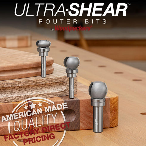 1/2 1-1/4" US512FGGR Finger Grip Groove Router Bit, SH, Boards, Template Pattern Bearing, Great for Serving & Cutting