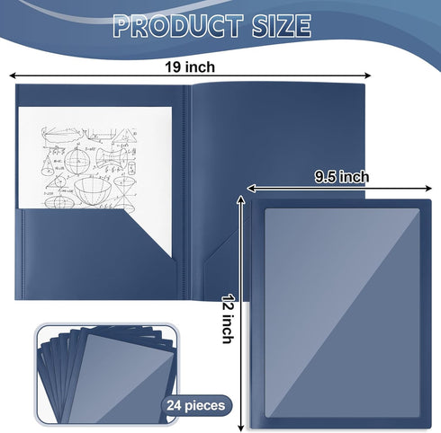 Teling 24 Pcs Plastic Folders with Clear Pocket and Business Card Holder, Heavy Duty Letter Size Paper Folders