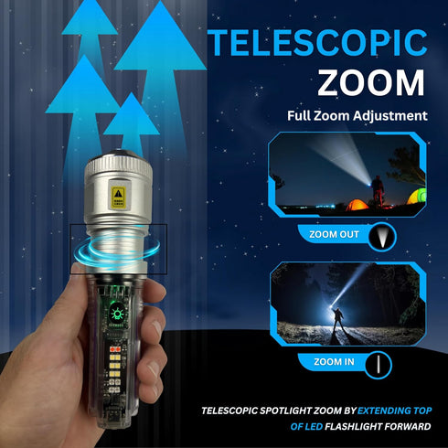 X36 Solar Camping Flashlight - Heavy Duty Survival Gear with Black Light/UV Light & More for Camping Essentials