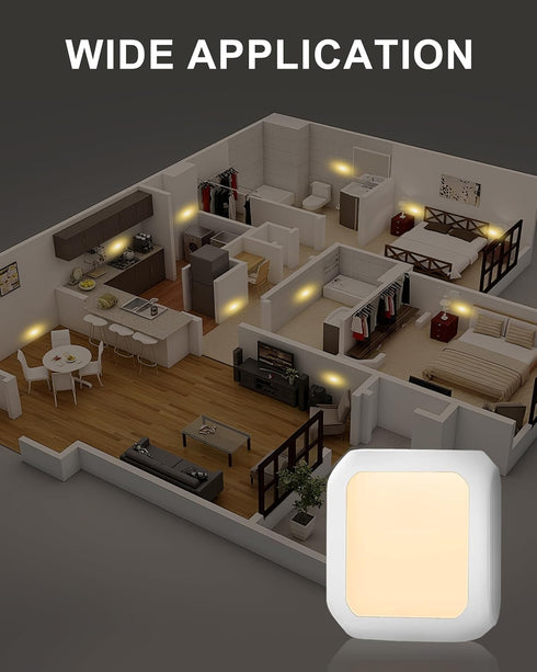 FONSHUKYY 2 Pack 3000K Night Light Plug in - Bedroom for Kids Baby Nursery Adjustable Brightness - Warm Lights LED Dusk
