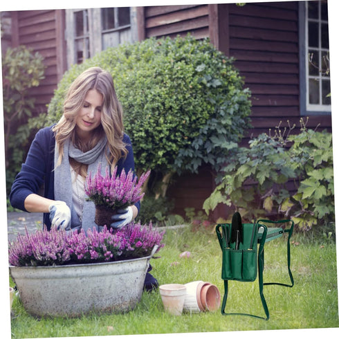 Lurrose Garden Kneeler Tool Bag Side Pouch Heavy Duty Gardening Organizer for Tools Portable Gardening Supplies Storage