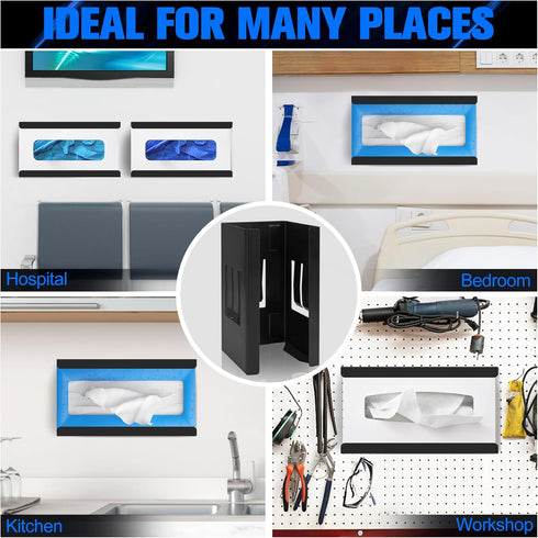 2 Pack Magnetic Glove Dispenser - Heavy Duty Wall Mount & Fridge Organizer for Gloves, Paper Towels, Wipes - Tool-Free