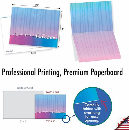 The Best Card Company - 10 Colorful Blank Note Cards with Envelopes, All Occasion Boxed Stationery, 4 x 5.12 Inch.
