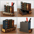 Kisangel False Book Box - Vintage Wooden Pen Pencil Storage Holder, Antique Classic Fake Book 15x13.5cm with Drawer for