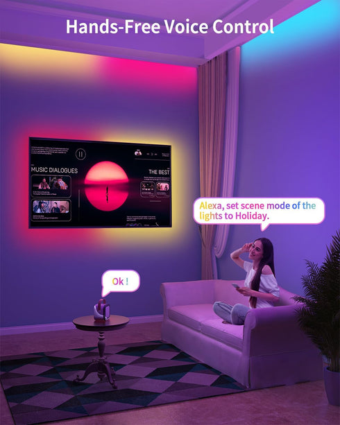 44 Modes(6.6ft) RGB+IC LED Strip Lights, Smart Bluetooth LED Light for Bedroom, Color Changing LED Strips with Scene