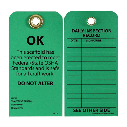 AccuformNMC OK - DO NOT ALTER Tag - NMC SPT3, 3 in. x 6 in., Pack of 25, Black Text on Green Base