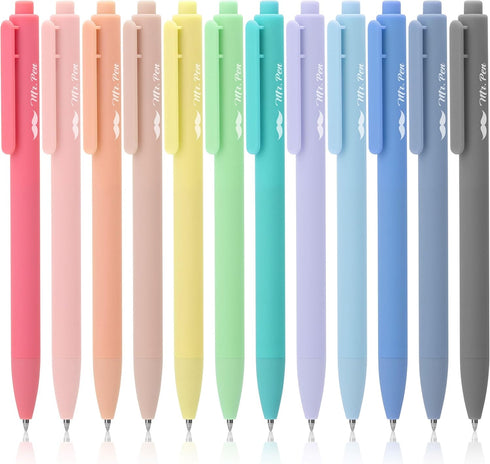 Mr. Pen Retractable Gel Pens, 12 Pack, Fast Dry, Fine Point 0.7mm, Cute Aesthetic Pens for Journaling, Gel Ink Pens