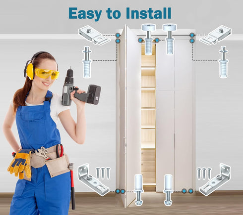 Bifold Door Hardware Repair Kit - 4 Packs Replacement Parts for Bi-fold Sliding Closet Doors, Includes Top & Bottom