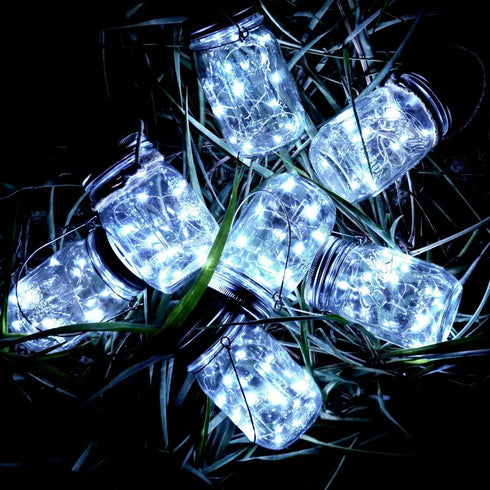 12 Pack 30 12 SmilingTown Solar Mason Jar String Light Lids LED Fairy Firefly Inserts Lighting with Hangers Waterproof