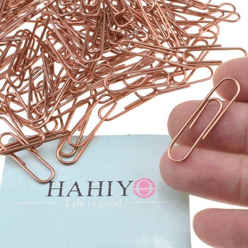 HAHIYO Rose Gold Paper Clips - 1.3" (33mm) Length, Vinyl Coated, 120 Pack for Home Office School