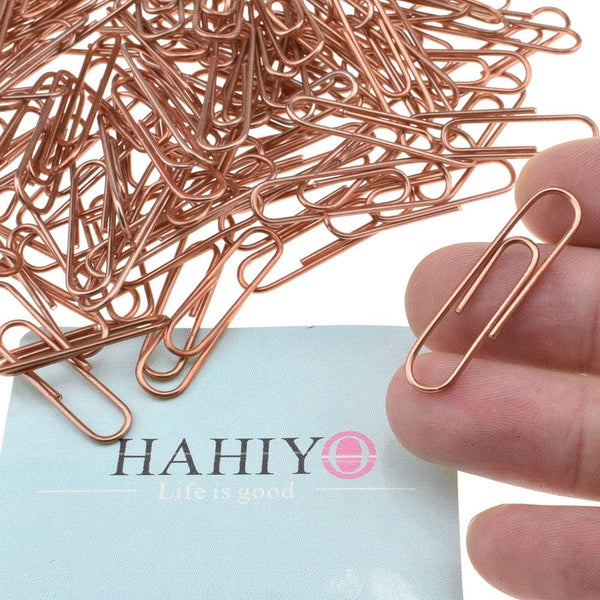 HAHIYO Rose Gold Paper Clips - 1.3" (33mm) Length, Vinyl Coated, 120 Pack for Home Office School
