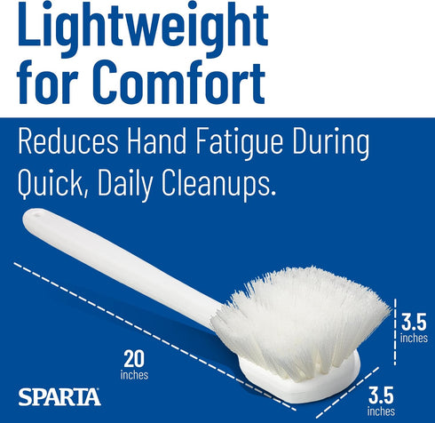 36620L00 20" 2" 1 Count CFS Flo-Pac Plastic Handle Utility Scrub Brush, Nylon Bristles, Length, Bristle Trim, White