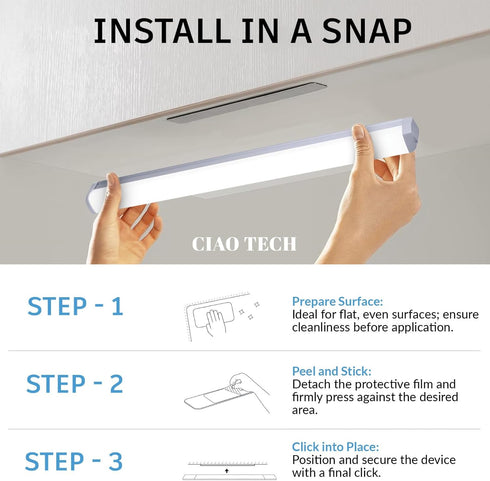 Closet (400 Motion Sensor Night Light Bar - Motion Sensor LED Light: Adjustable Brightness, USB Rechargeable MAh