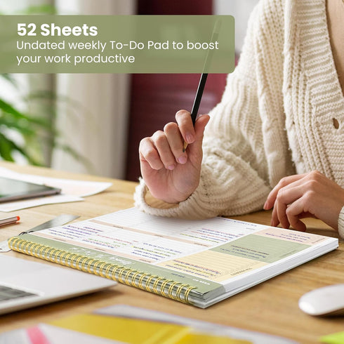 Weekly To Do List Notepad with 52 Undated Sheets (8.5"×11") - Undated Weekly Planner Notepad for Office Desk Accessories