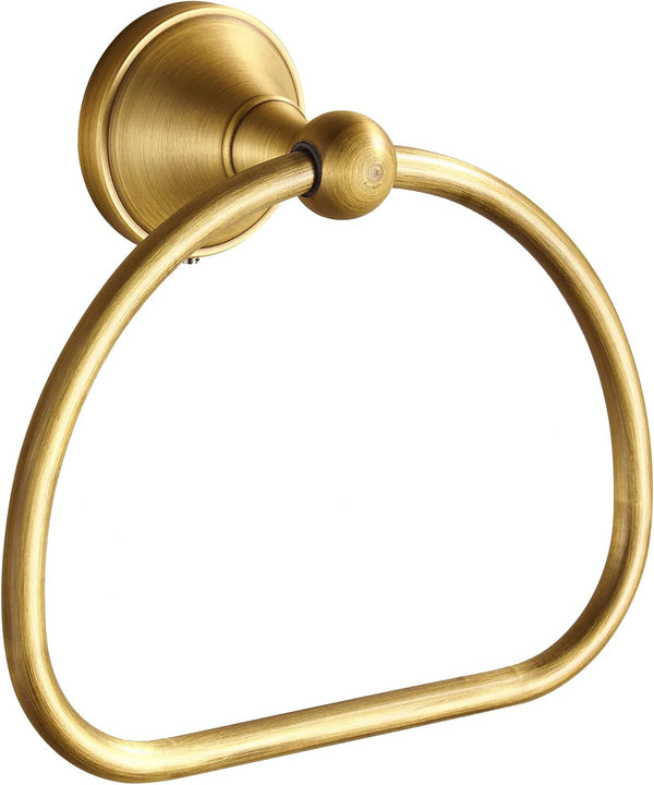 WOLIBEER Brass Towel Ring, Antique Hand Towel Holder Hanger, Round Bathroom Wall Mounted Accessories
