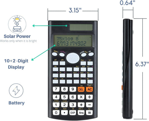 Mr. Pen Scientific Calculator, Solar Power, 2 Line, Fraction, Statistics, College, High School Calculator